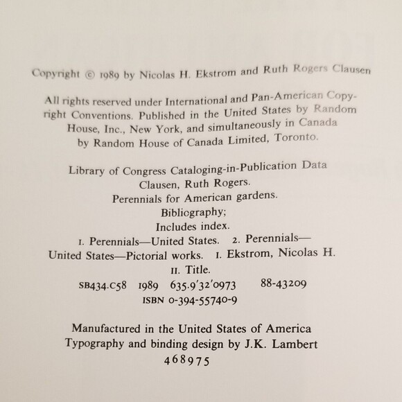 Vintage 1989 Perennials for American Gardens Ruth Rogers Clausen Hardcover Illus - Picture 5 of 6